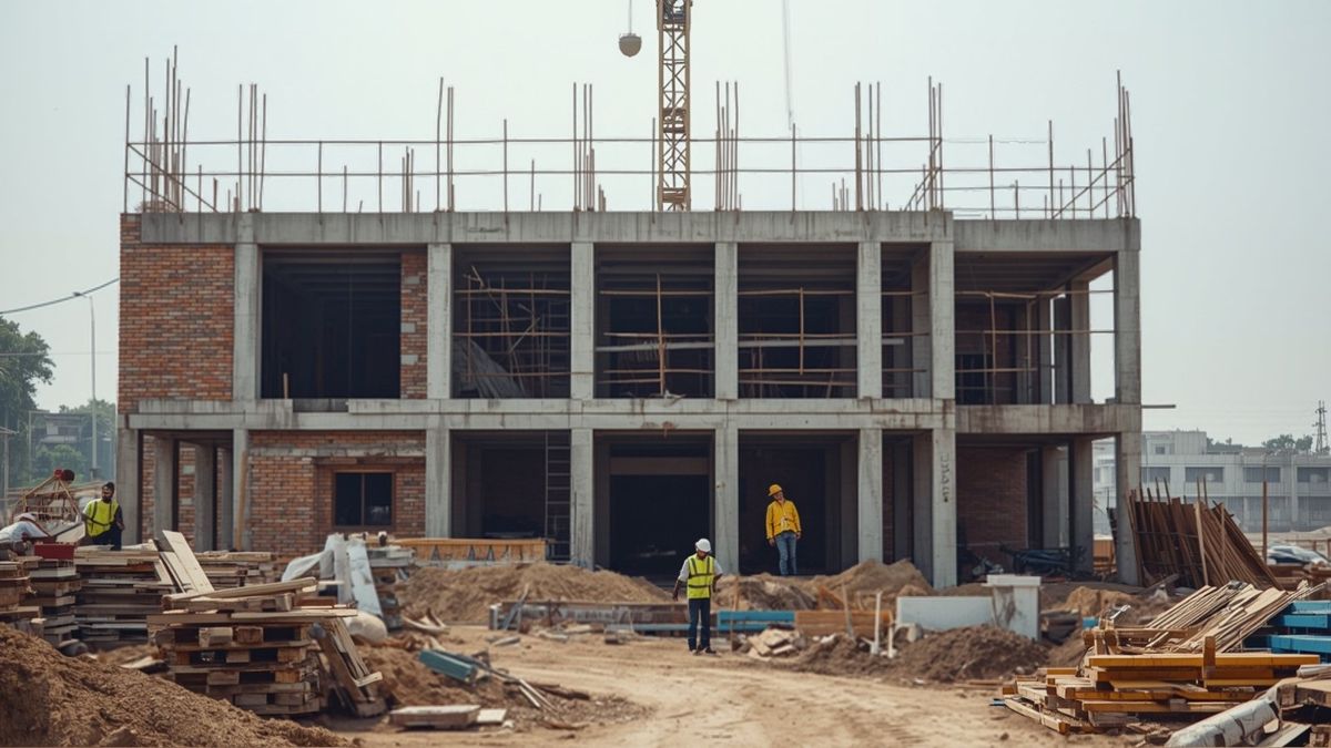 Struktur rumah dalam tahap pembangunan