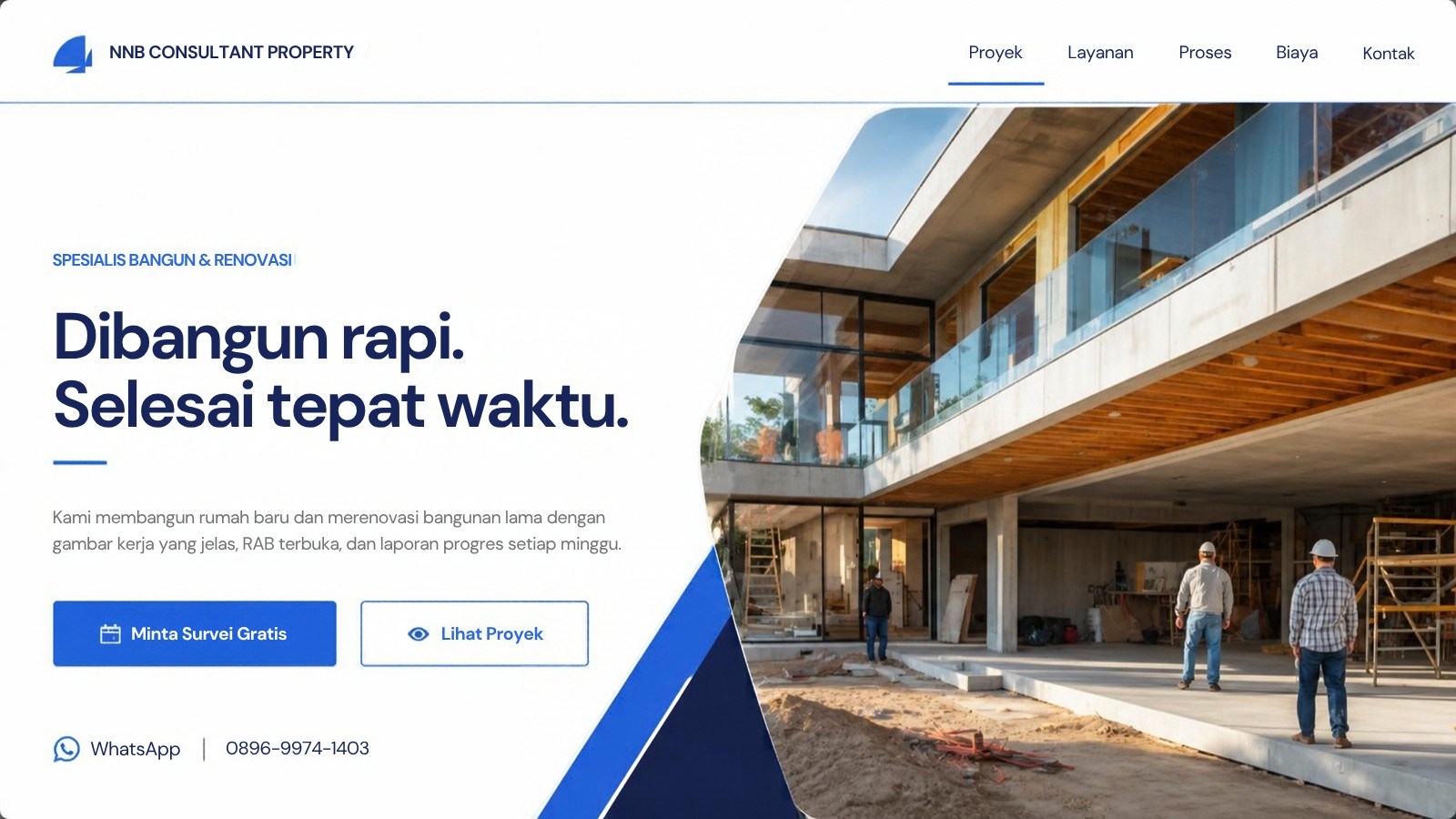 NNB Consultant Property — Dibangun rapi, selesai tepat waktu. Spesialis bangun rumah baru dan renovasi.